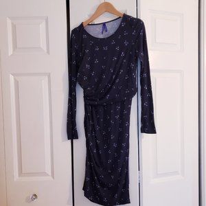 Seraphine Navy Patterned Maternity & Nursing Dress